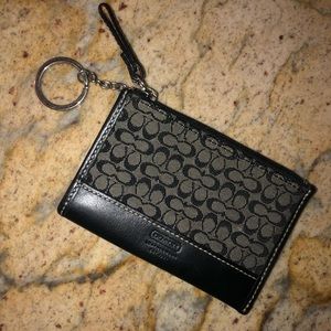 Black Coach card holder key chain